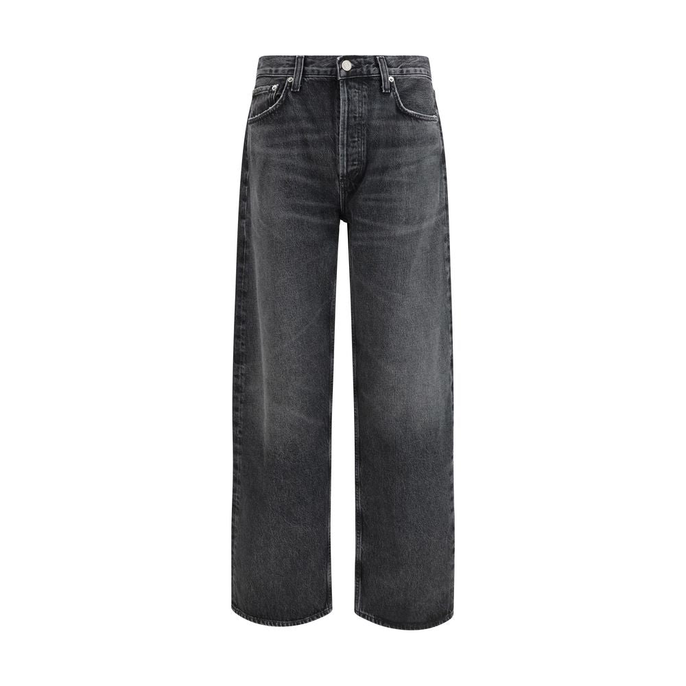 Agolde Black Cotton Straight-Leg Jeans