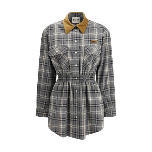 Miu Miu Gray Cotton Casual Dress
