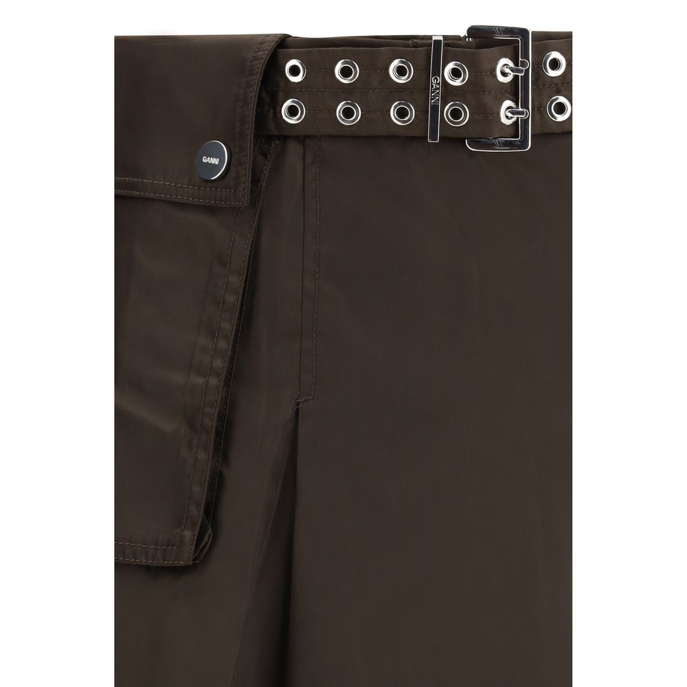Ganni Brown Recycled Polyamide Long Skirt