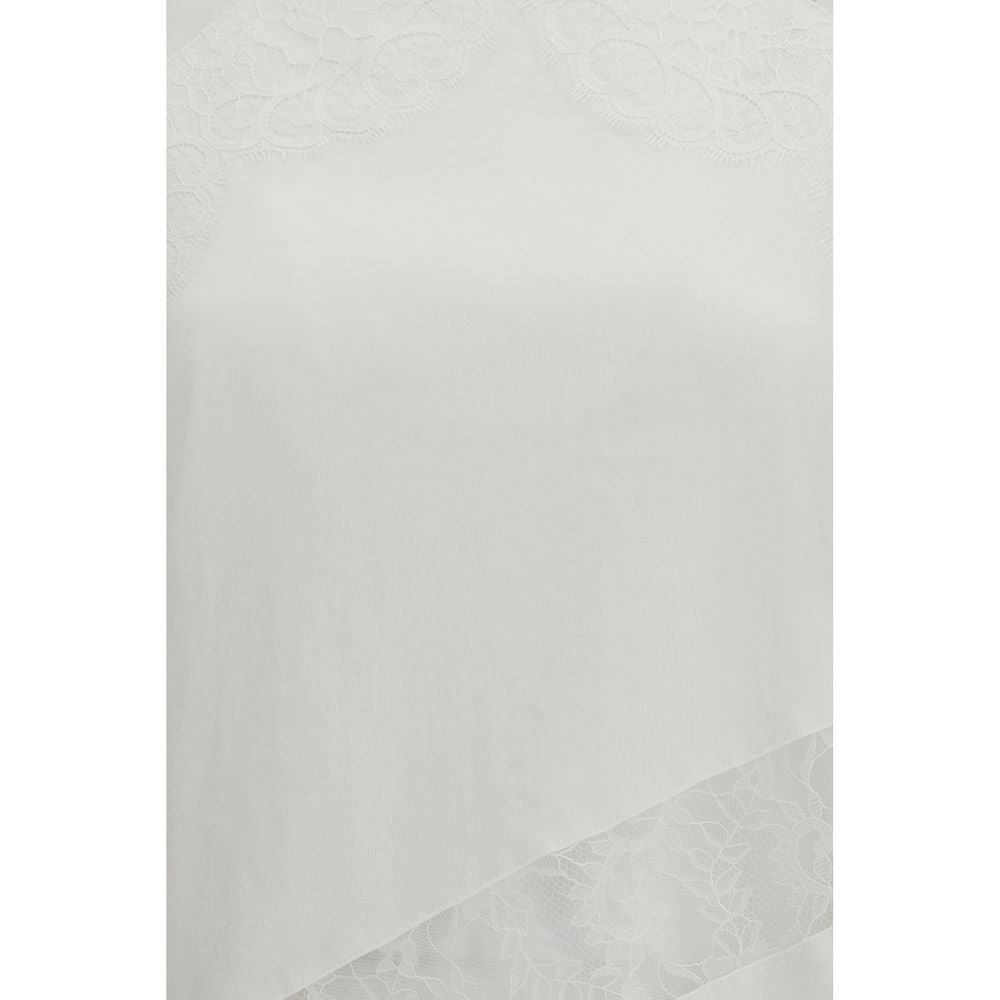 PINKO White Cotton Sleeveles T-Shirt