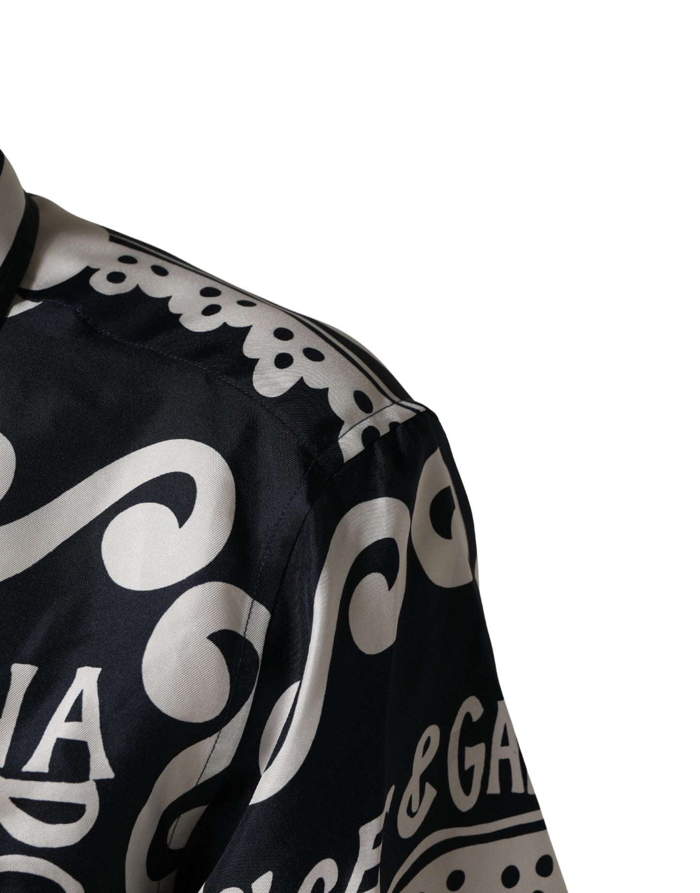 Dolce & Gabbana Black White Marina Print Silk Hawaii Shirt
