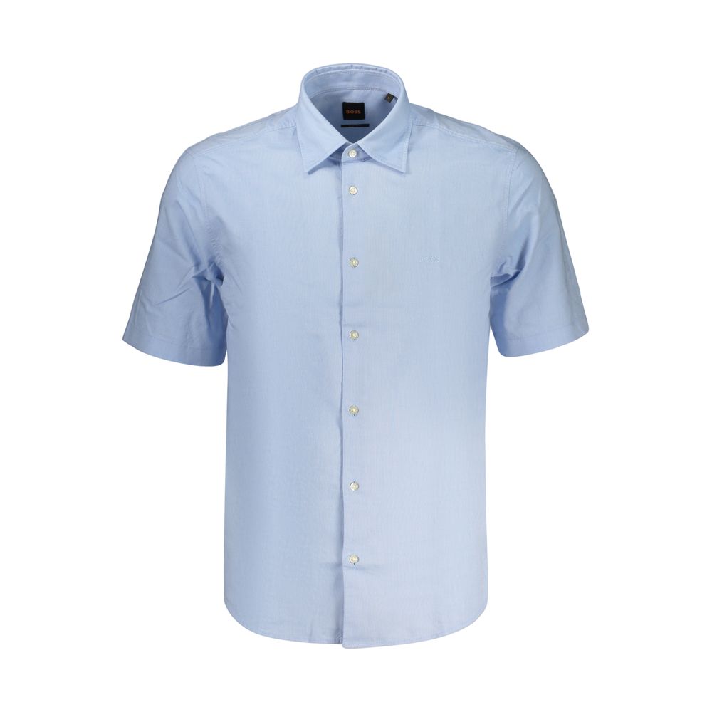 Hugo Boss Blue Cotton Shortsleeve Shirt