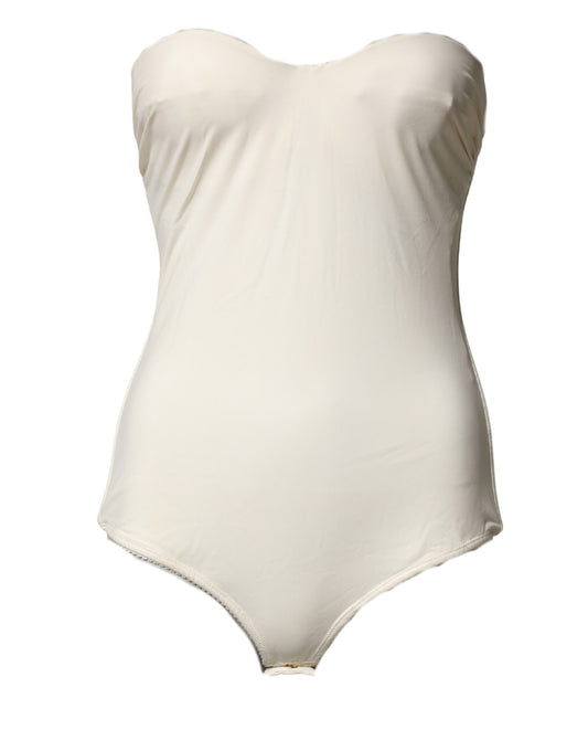 Elisabetta Franchi Off White Strapless One Piece Swimsuit Swimwear