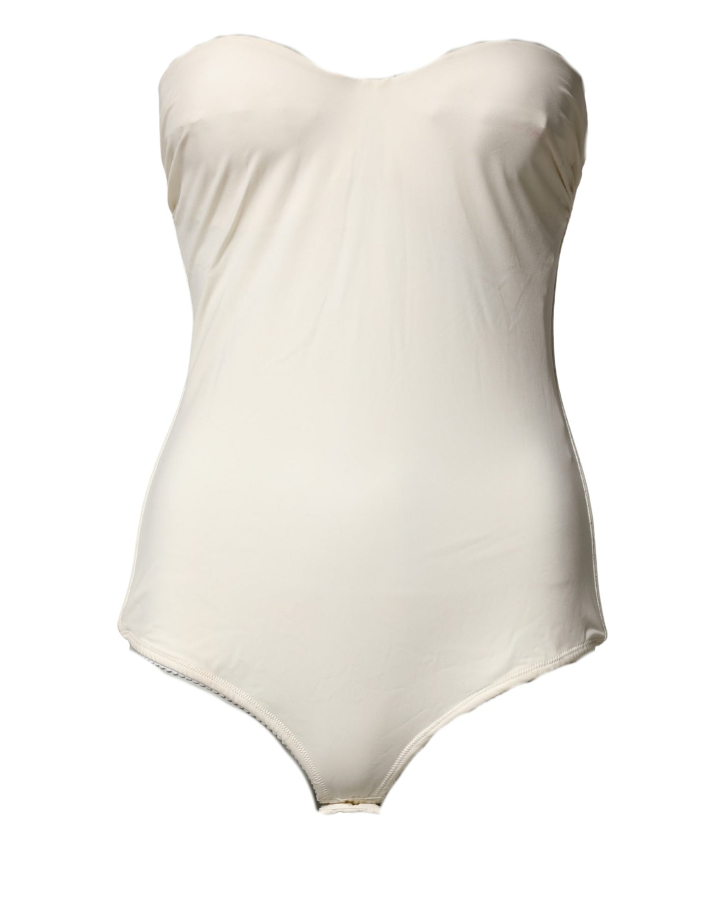 Elisabetta Franchi Off White Strapless One Piece Swimsuit Swimwear