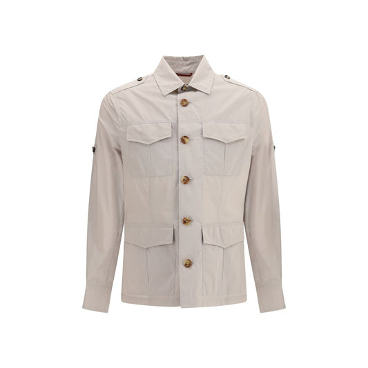 Brunello Cucinelli Beige Cotton Full-Length Jacket