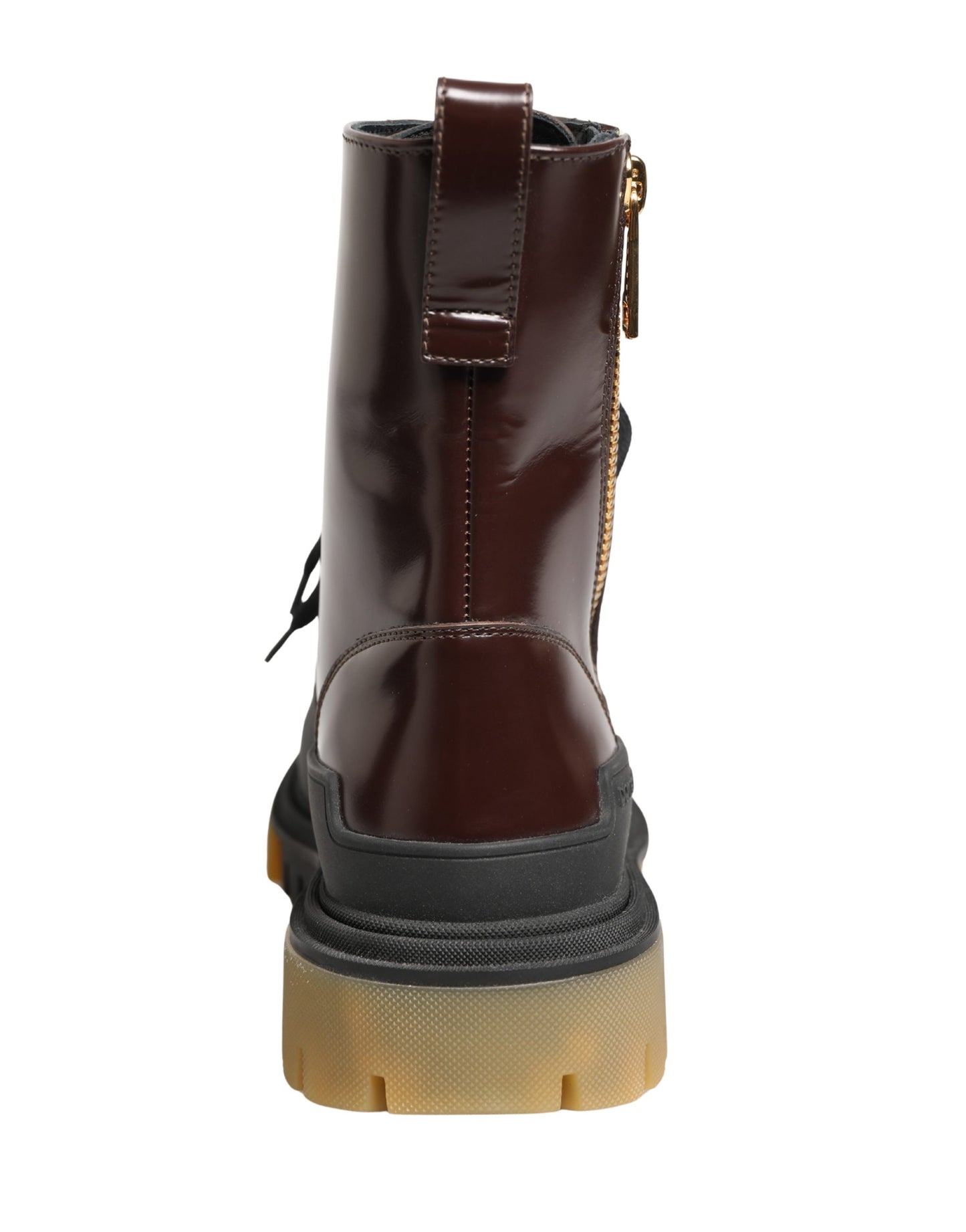Dolce & Gabbana Maroon Leather Lace Up Biker Boots Shoes