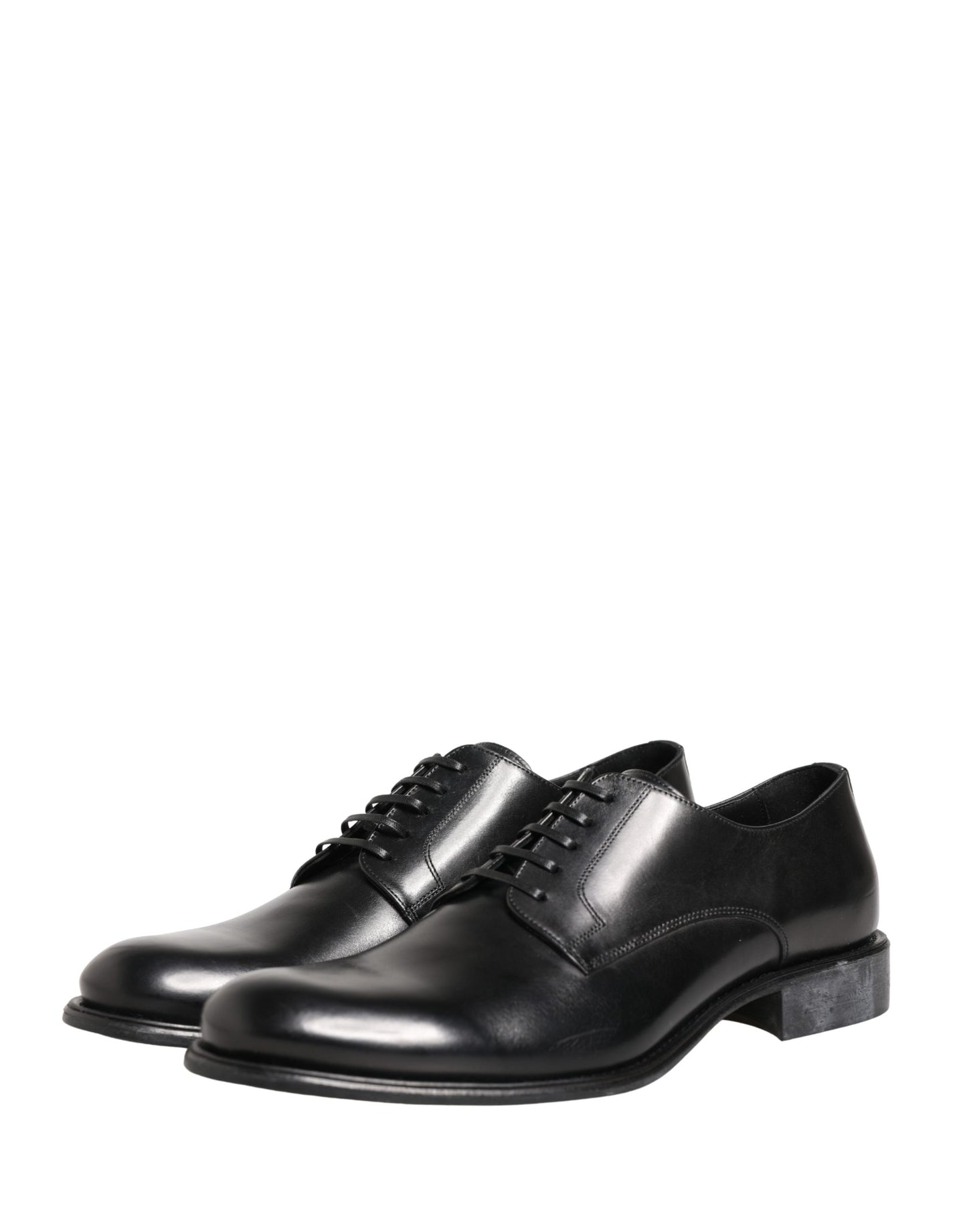 Dolce & Gabbana Black Calfskin Leather Derby Men Dress Shoes