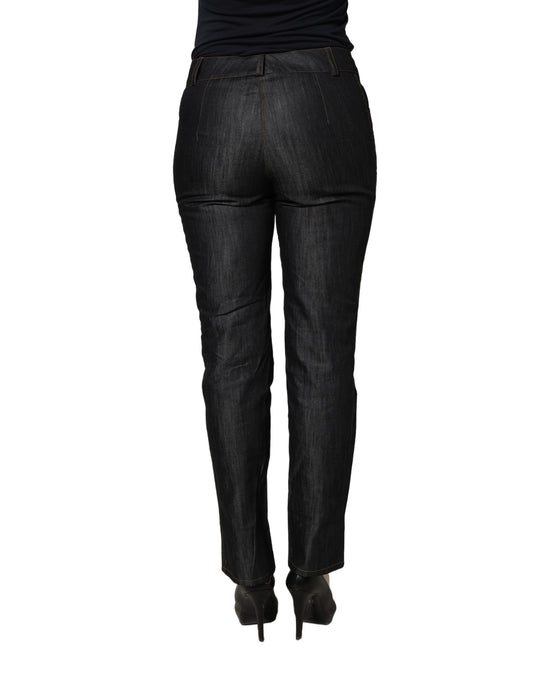 BENCIVENGA Black Cotton Mid Waist Skinny Denim Trouser Jeans