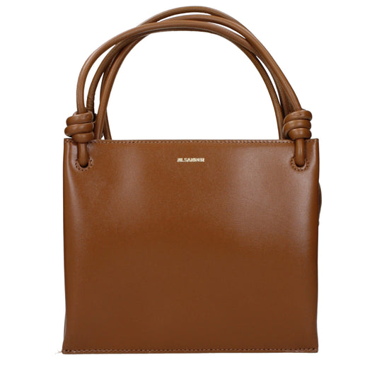 Jil Sander Brown Leather Crossbody Bag