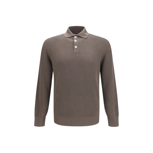 Brunello Cucinelli Brown Cotton Polo Shirt