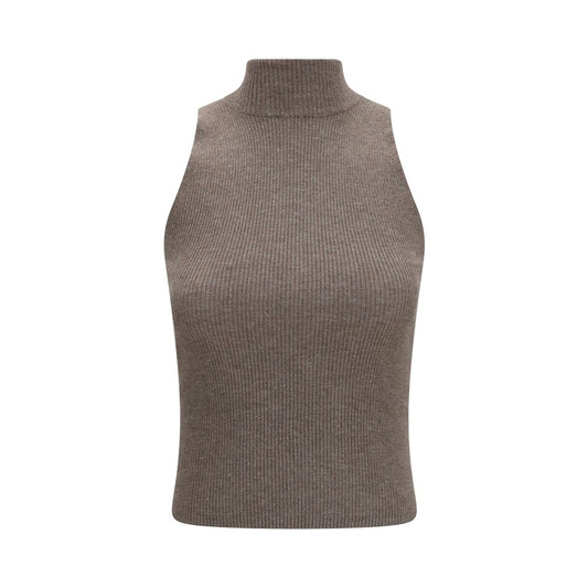 Brunello Cucinelli Brown Cashmere Sleeveles Sweater
