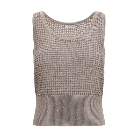 Brunello Cucinelli Beige Cotton Tank Tops