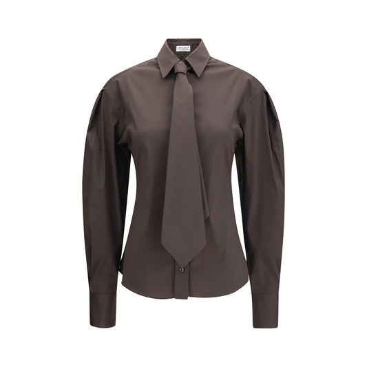 Brunello Cucinelli Brown Cotton Dress Shirt
