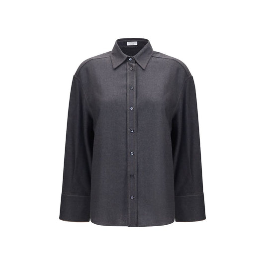 Brunello Cucinelli Gray Wool Oves Aries Dress Shirt