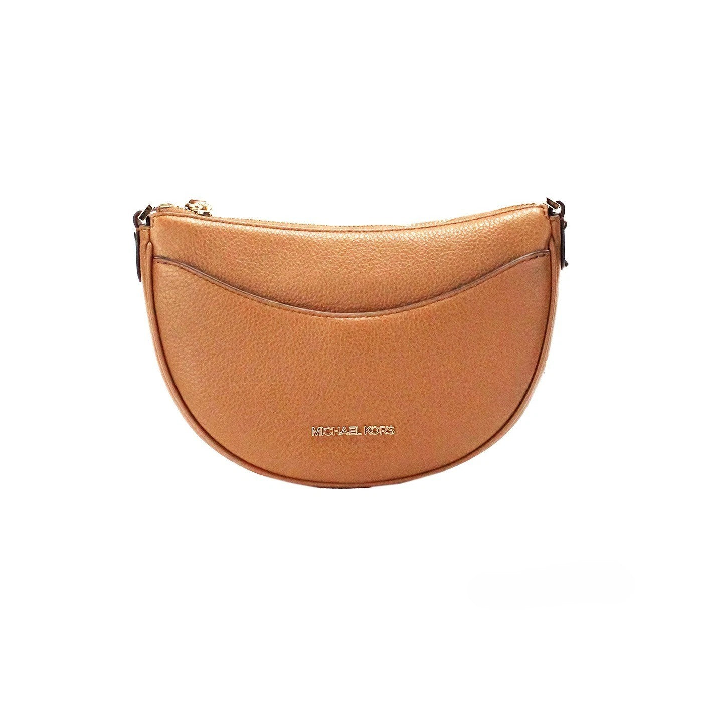 Michael Kors Dover Small Luggage Pebbled Leather Half Moon Crossbody Bag Purse