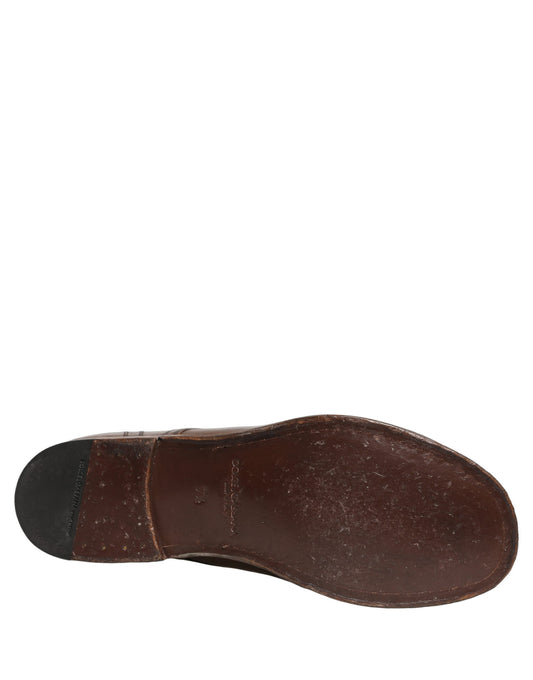 Dolce & Gabbana Brown Leather Derby Dress Men Formal Shoes