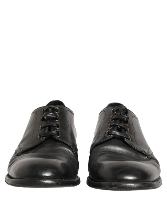 Dolce & Gabbana Black Leather Derby Dress Men Formal Shoes