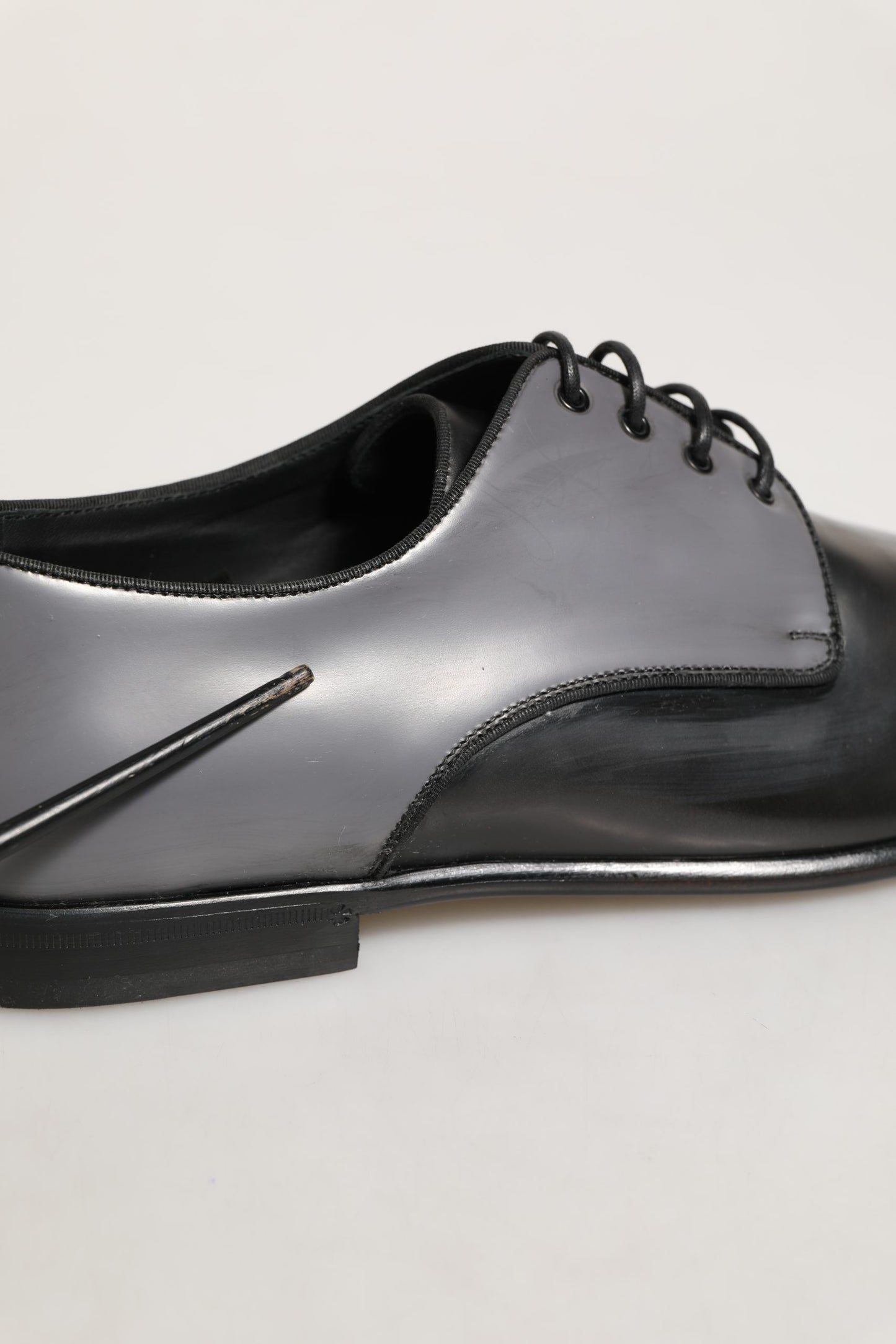 Dolce & Gabbana Black Leather Men Derby Dress Formal Shoes
