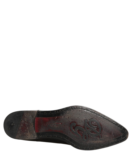 Dolce & Gabbana Black Leather Men Derby Dress Formal Shoes