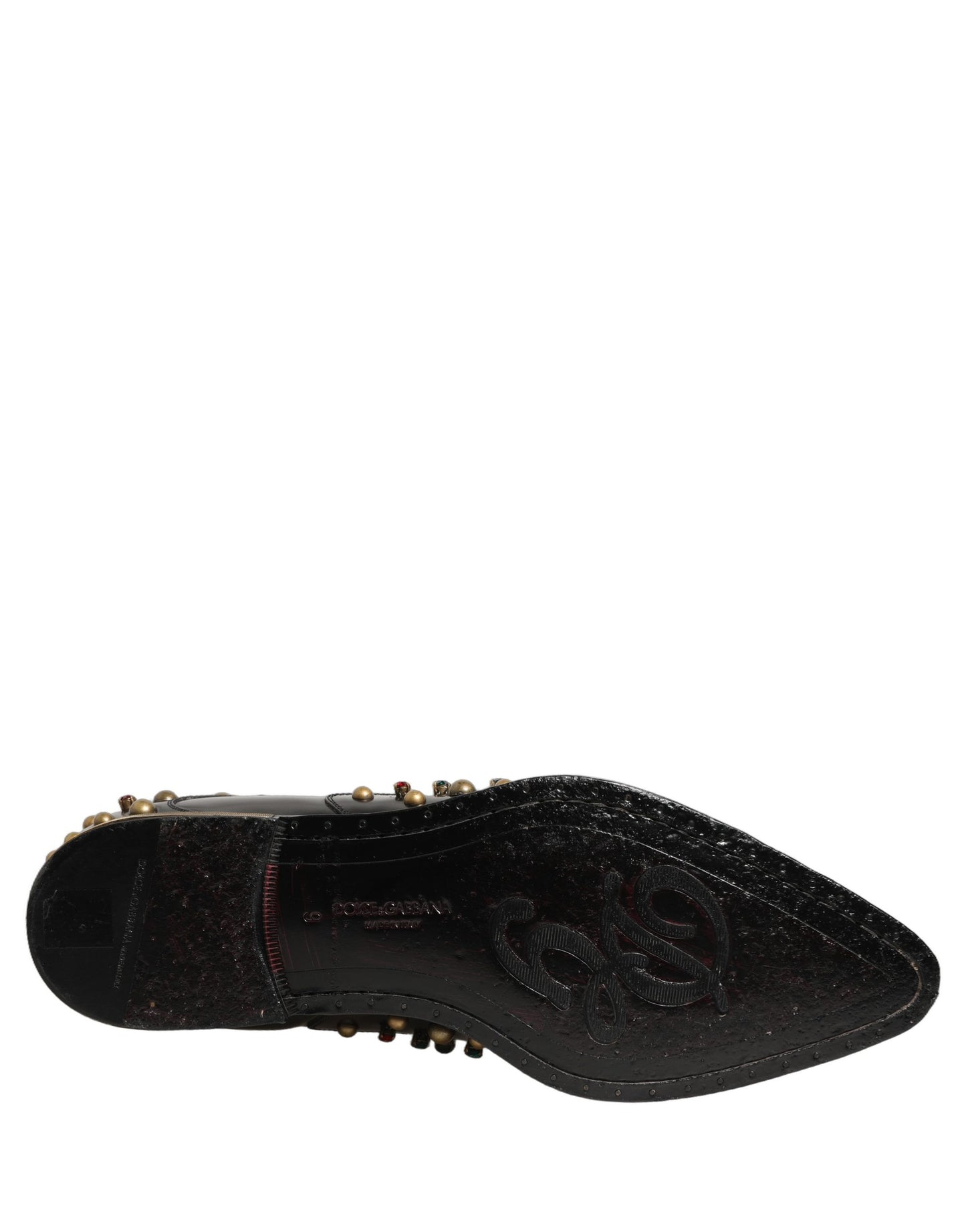 Dolce & Gabbana Black Leather Derby Dress Studded Formal Shoes