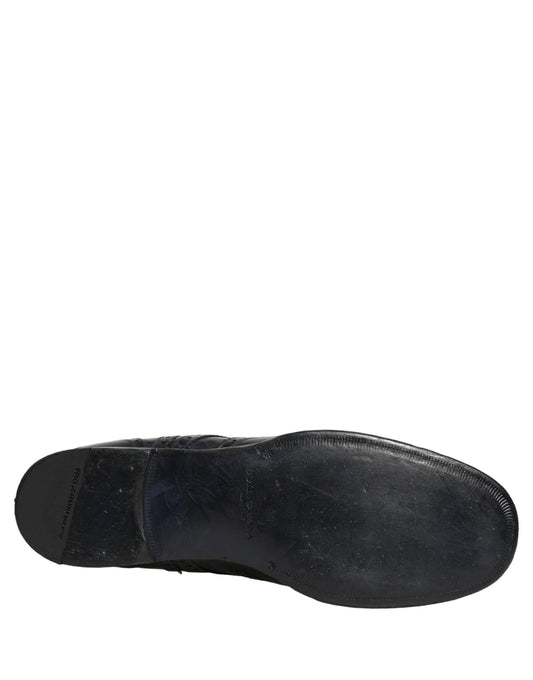 Dolce & Gabbana Blue Leather Derby Wingtip Formal Shoes