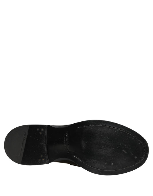 Dolce & Gabbana Black Leather Formal Men Dress Loafers Shoes