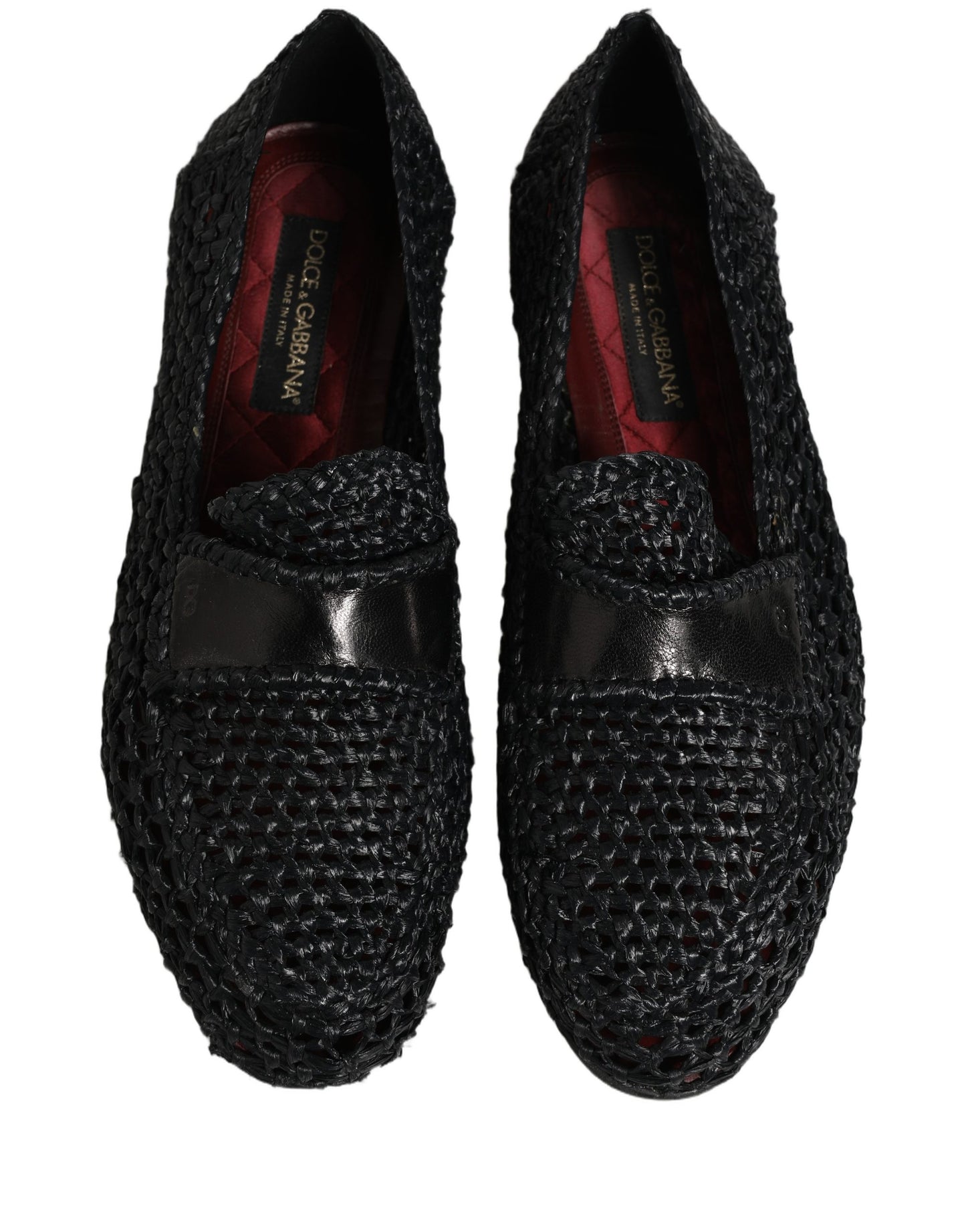 Dolce & Gabbana Black Woven Leather Slip On Loafers Men Shoes
