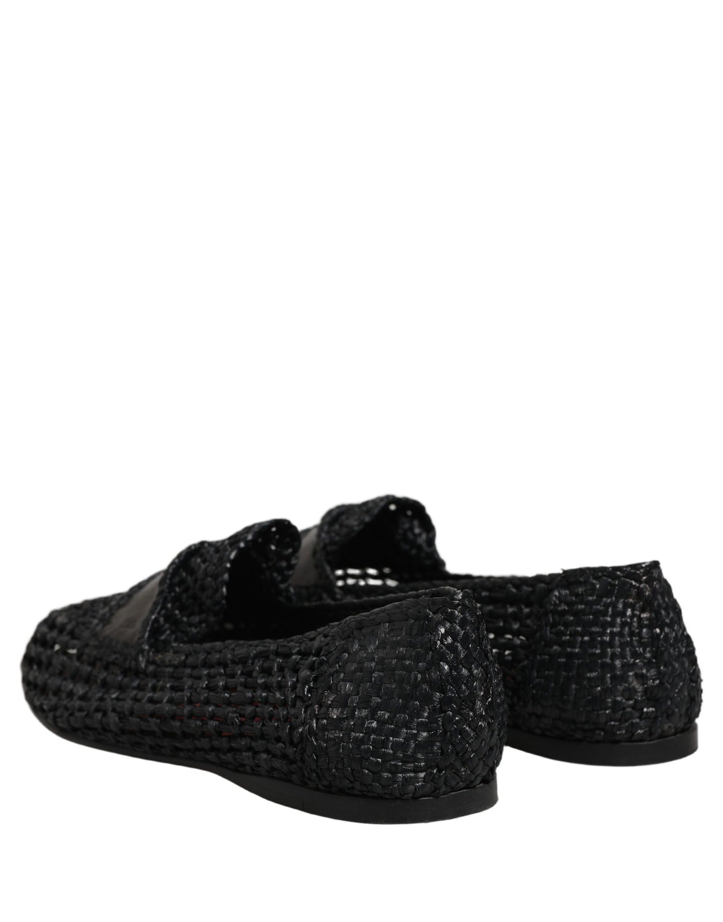 Dolce & Gabbana Black Woven Leather Slip On Loafers Men Shoes