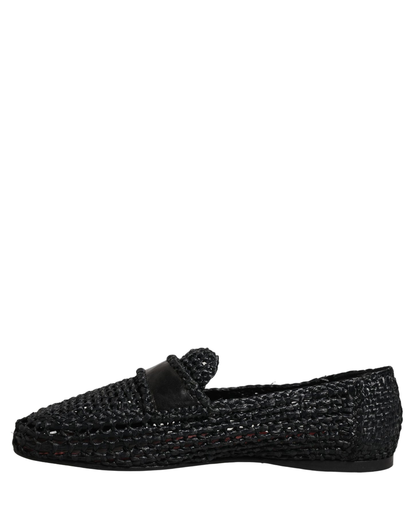 Dolce & Gabbana Black Woven Leather Slip On Loafers Men Shoes
