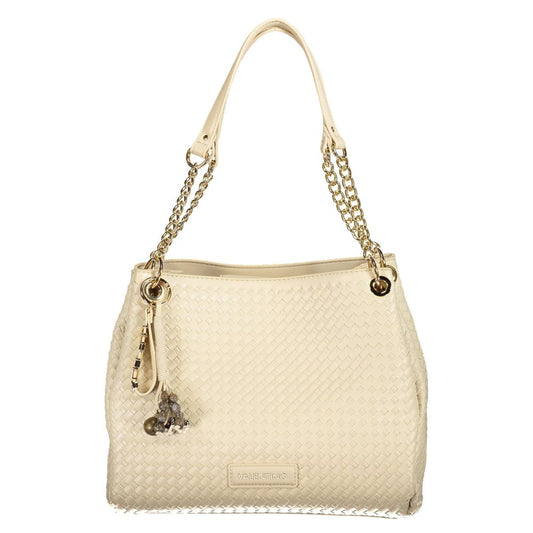 Mario Valentino Beige Polyurethane Women's Bag with Adjustable and Removable Strap