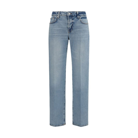 7FOR Blue Cotton Straight-Leg Jeans