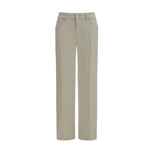 7FOR Beige Cotton Straight-Leg Jeans