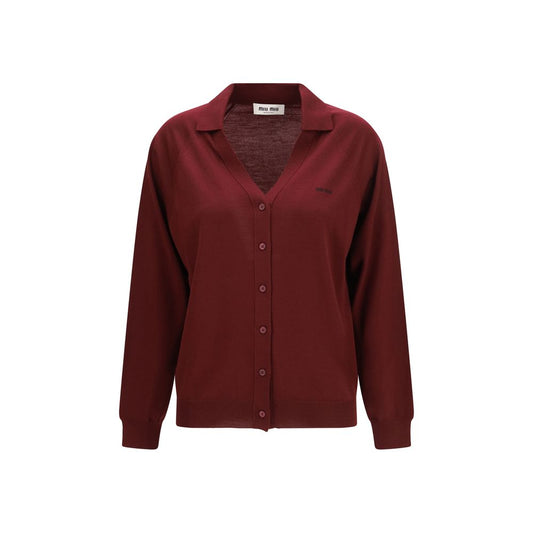 Miu Miu Bordeaux Wool Oves Aries Cardigan