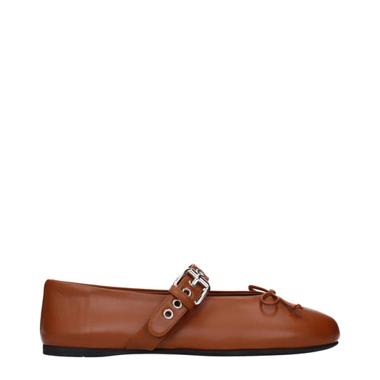 Miu Miu Brown Leather Ballet Flats