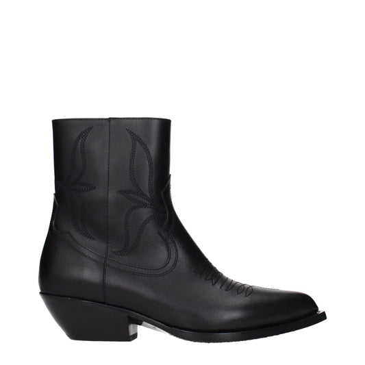 Celine Black Leather Ankle Boots