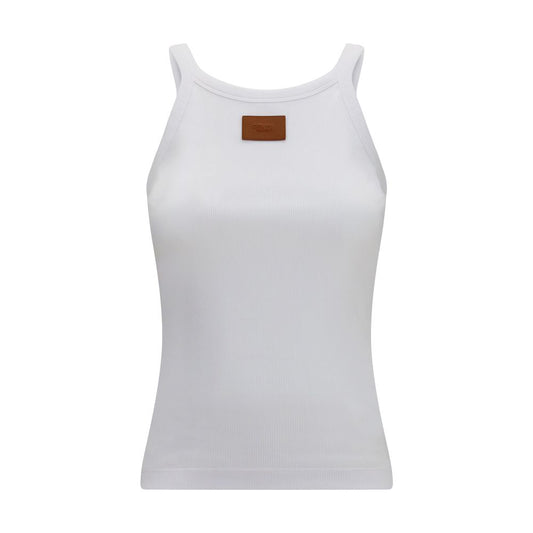 Fendi White Cotton Sleeveles T-Shirt
