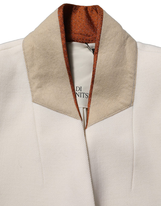 Di Stavnitser Antwerp White Wool Long Trench Coat Jacket