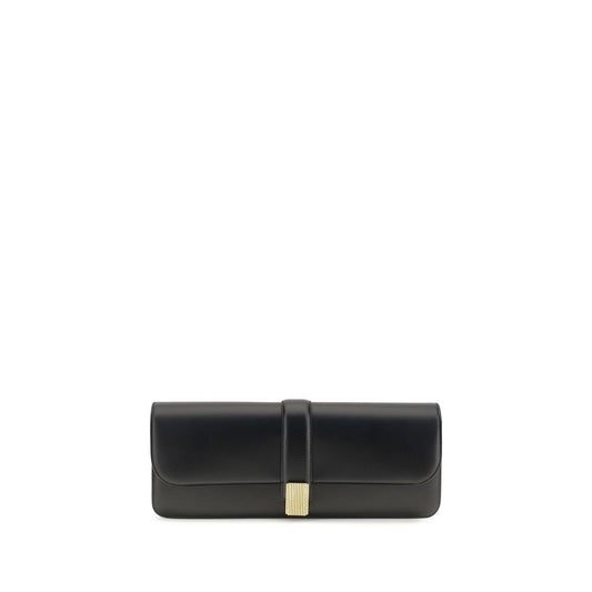 Khaite Black Calf Leather Bos Taurus Clutch Bag