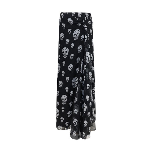 Alexander McQueen Black Silk Long Skirt