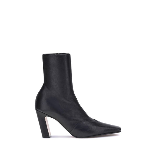 Khaite Black Calf Leather Bos Taurus Ankle Boots