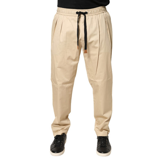 Dolce & Gabbana Beige Cotton Skinny Men Jogger Trouser Pants