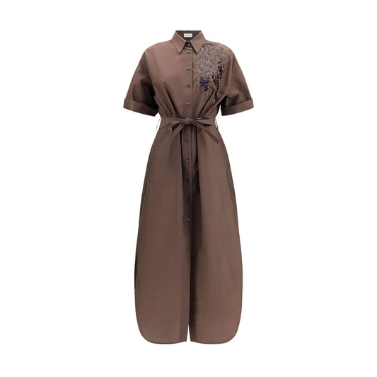 Brunello Cucinelli Brown Cotton Casual Dress