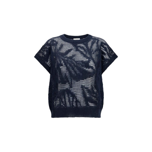 Brunello Cucinelli Blue Linen T-Shirt