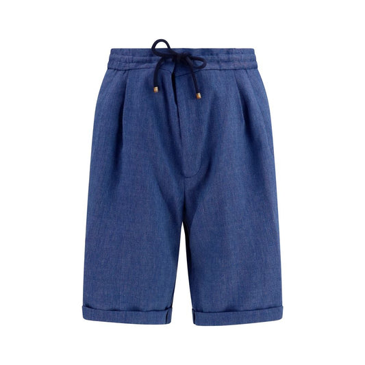 Brunello Cucinelli Blue Linen Bermuda Shorts