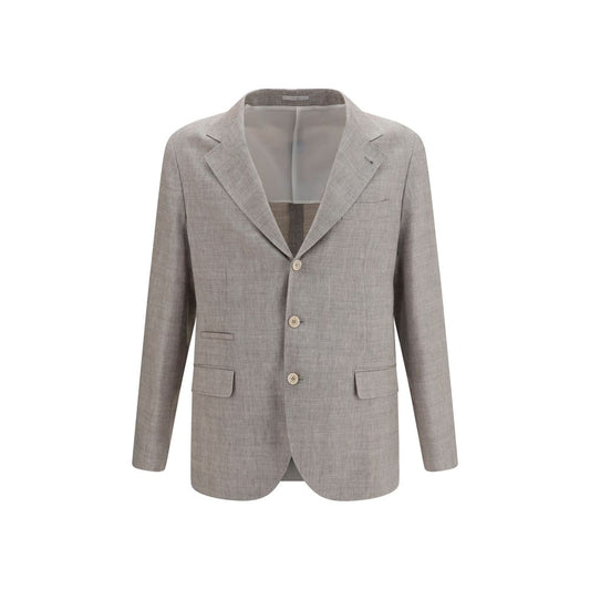 Brunello Cucinelli Beige Linen Full-Length Jacket