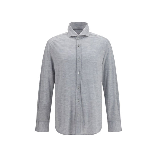 Brunello Cucinelli Gray Silk Dress Shirt