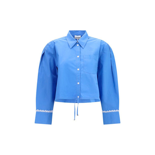 Ganni Blue Cotton Pattern Shirt