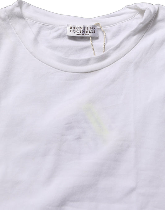 Brunello Cucinelli White SleeveLess Crew Neck Tank Blouse Top