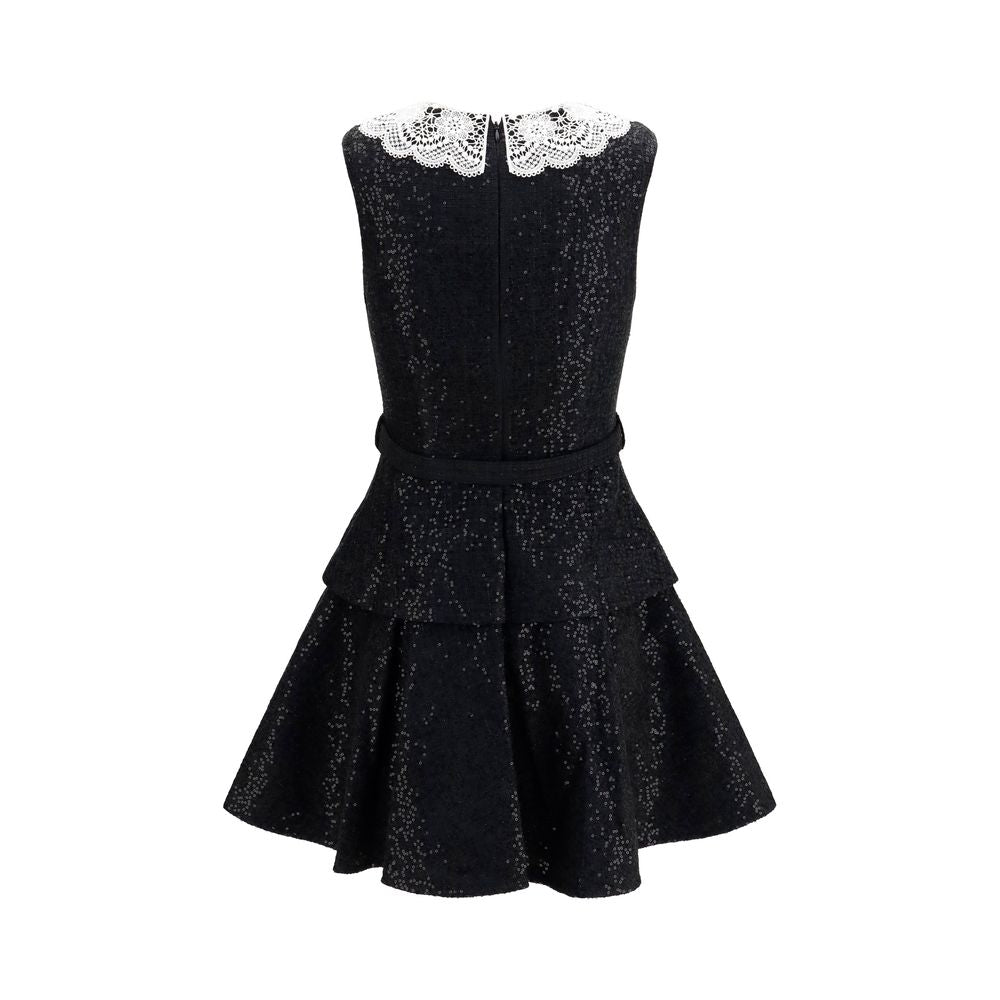 Self-Portrait Black Polyester Casual Dress