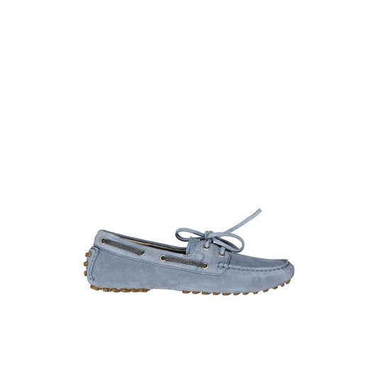 Brunello Cucinelli Blue Leather Slip-On Loafers